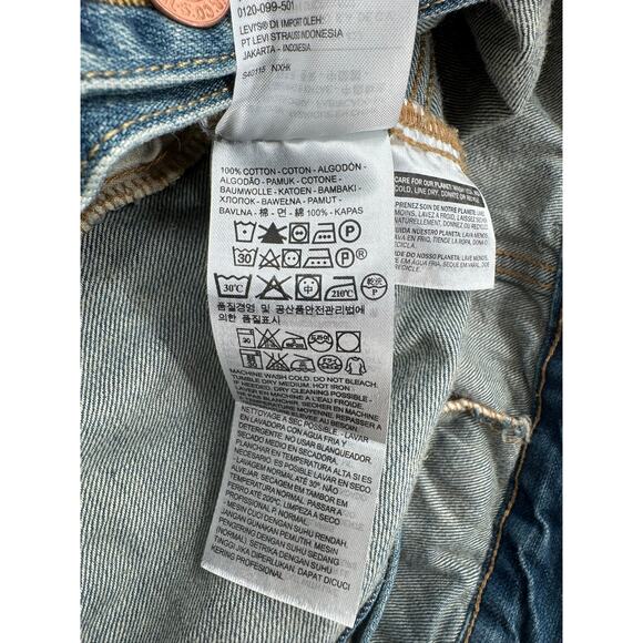 Levi's Denim Trucker Jean Vest Mens Medium Blue Medium Wash Rough Hem - Picture 9 of 12